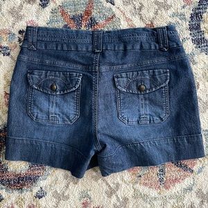 Stretch dark denim shorts
